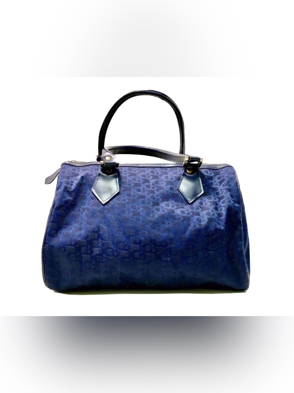 Holiday Fair Vintage 1979 Navy Classic Satchel Handbag Zip Top Mod Tote Bag